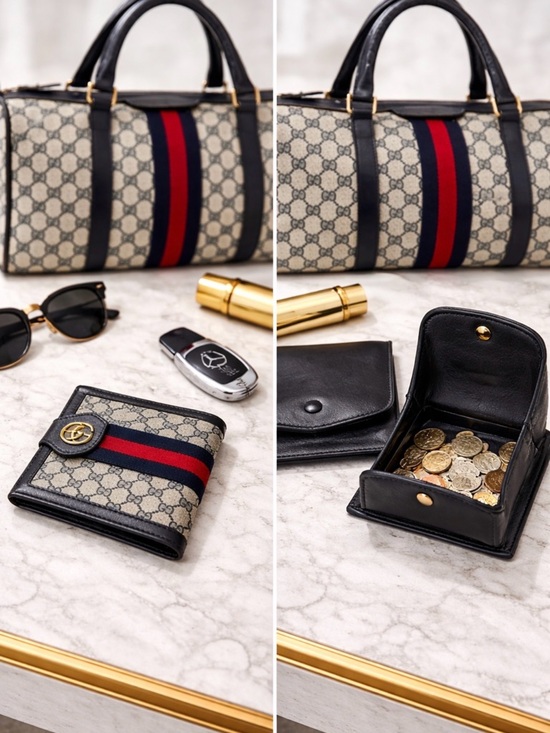 Gucci Handbags - VINTAGE GUCCI GG SUPREME RACING STRIPE WEB WALLET BIFOLD CANVAS LEATHER SHERRY